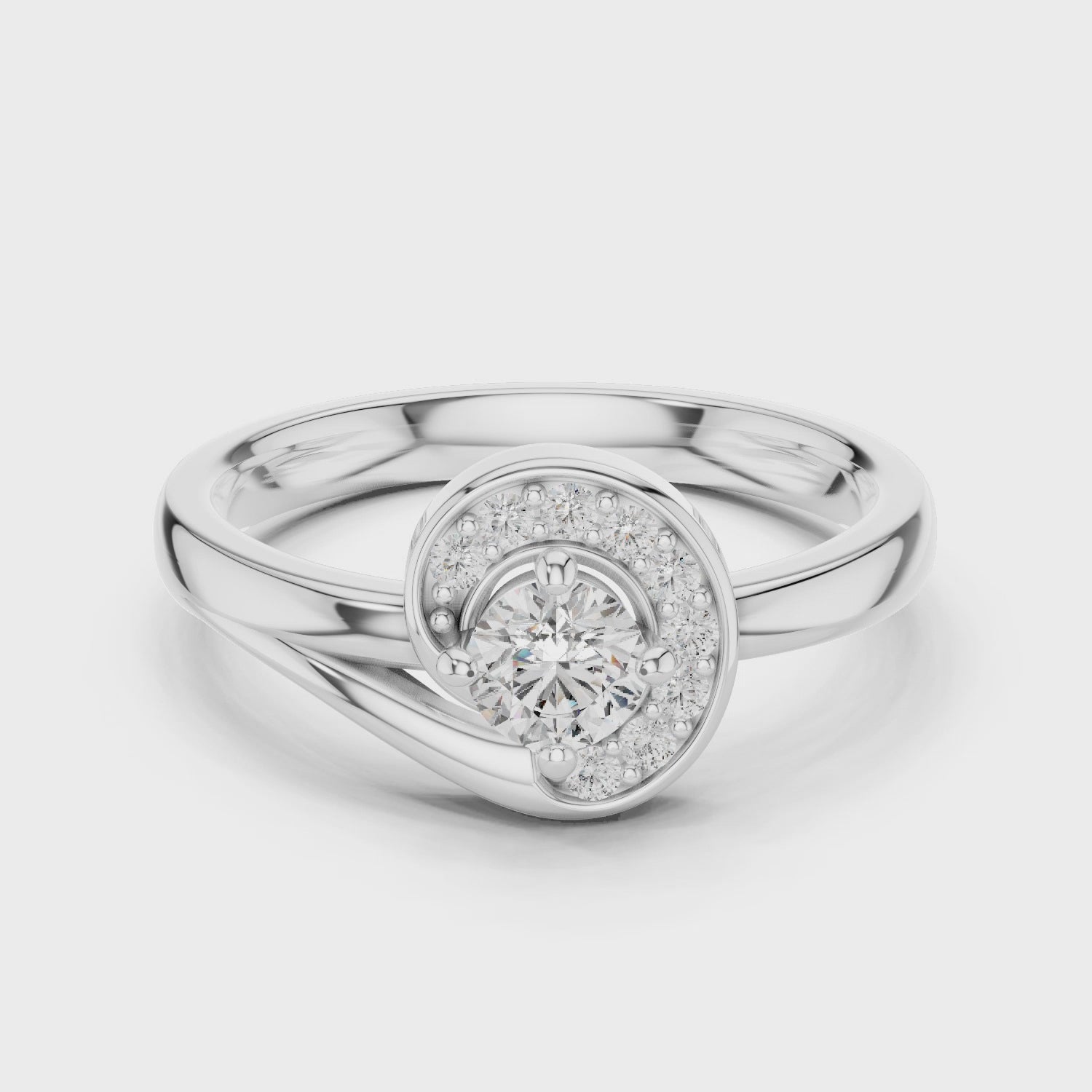 Luna Curve Lab-Grown Diamond Halo Ring