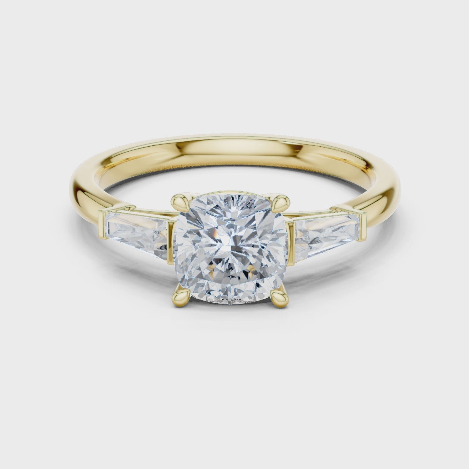 Cushion Three Stone Ring