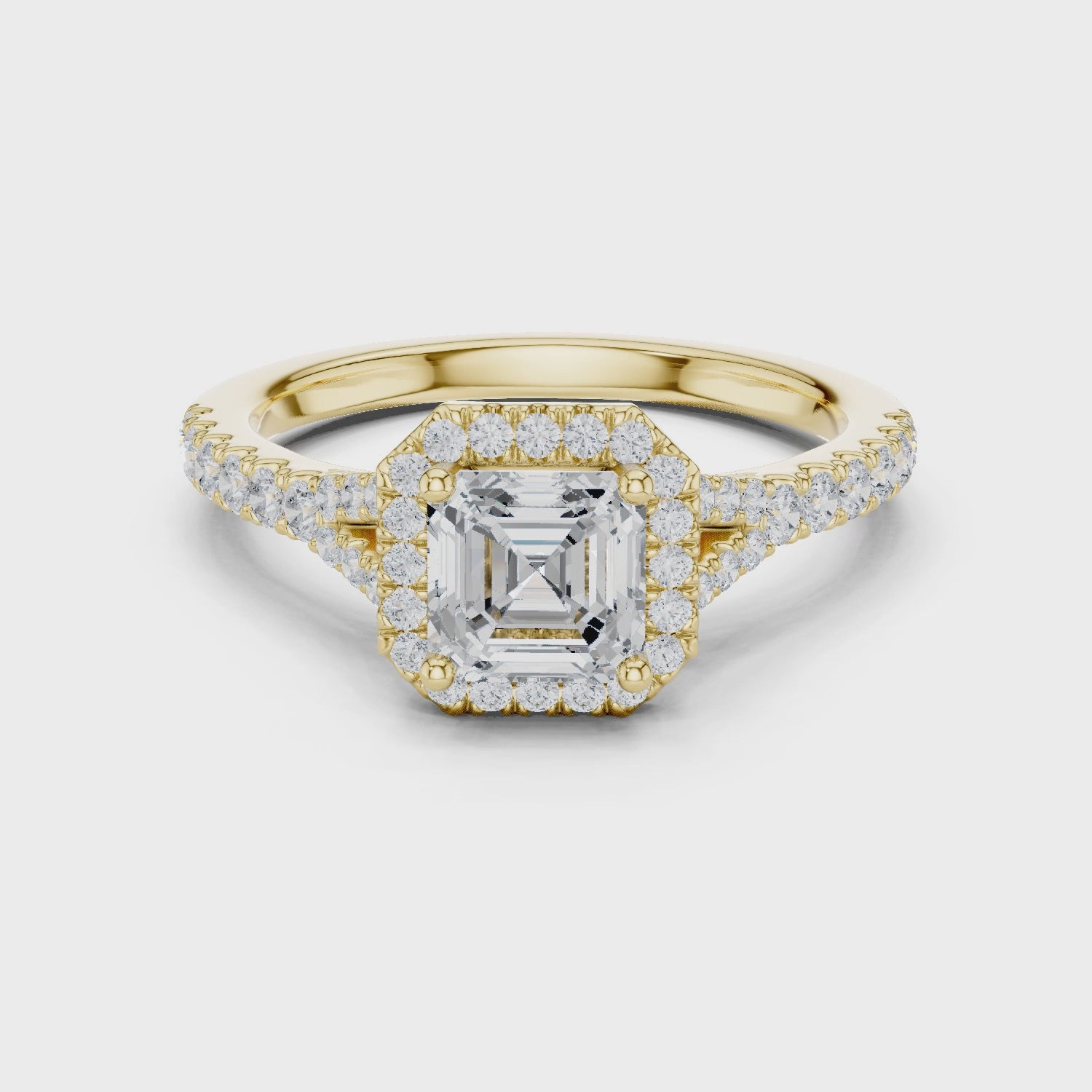 Flinders Asscher Halo Pavé Diamond Ring