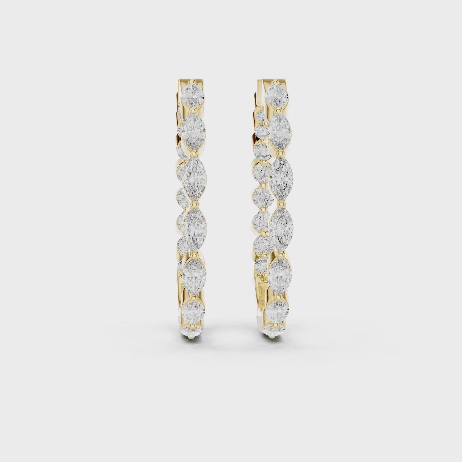 Radiant Marquis Diamond Hoop Earrings