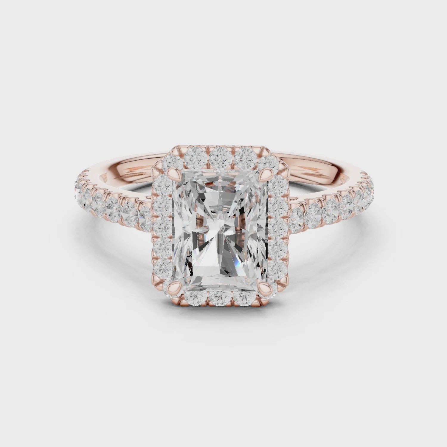 Otis Brilliant Halo Radiant Diamond Ring