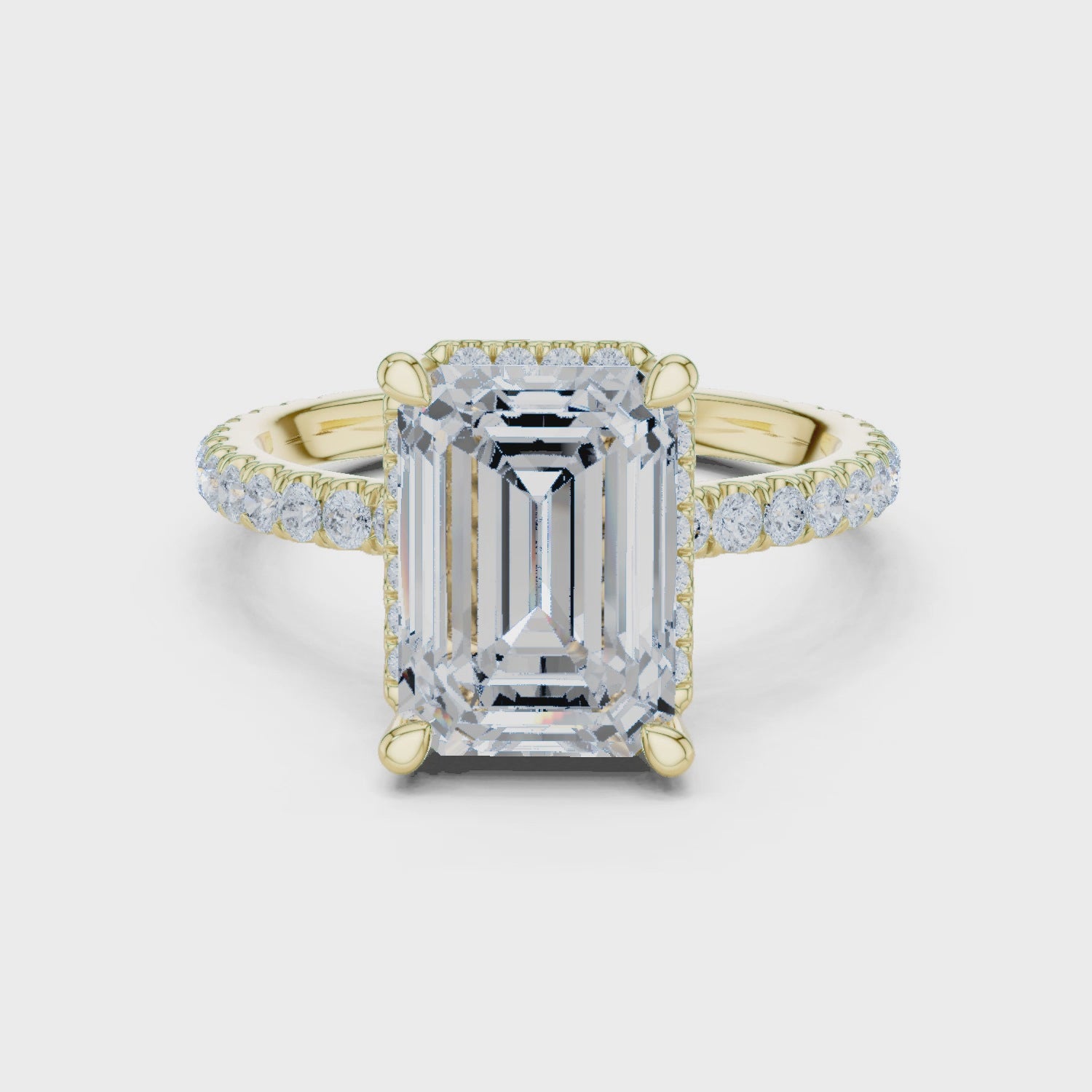 Quade Timeless Halo Emerald Diamond Ring