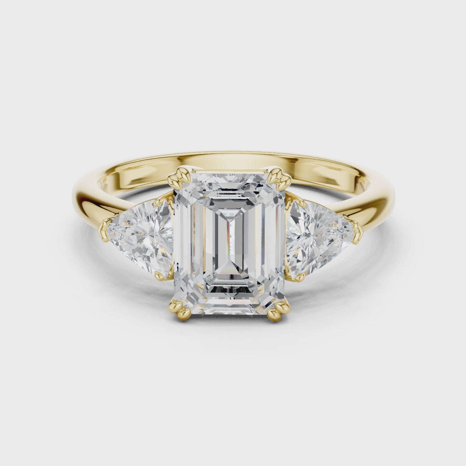 Evander Radiant Emerald Three-Stone Diamond Ring