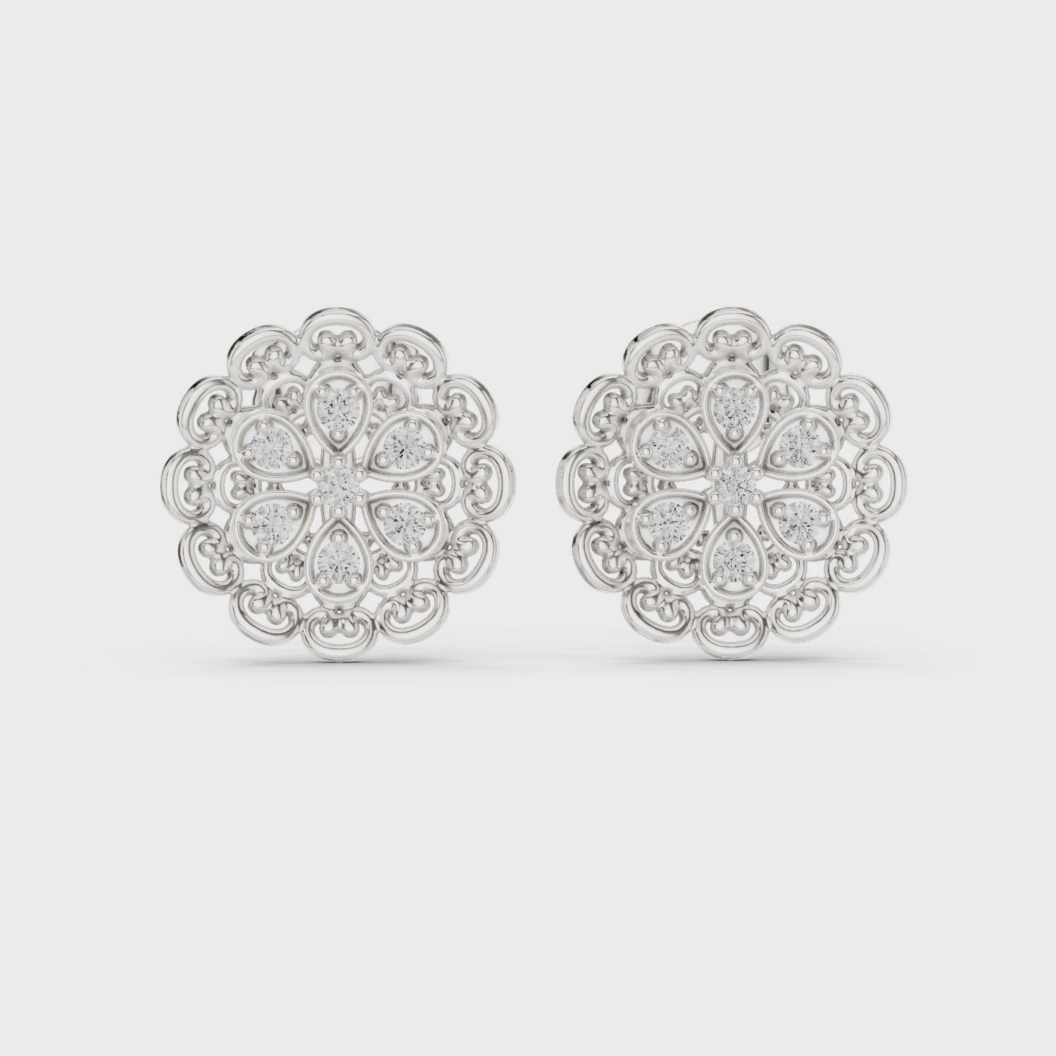 Floral Halo Lab-Grown Diamond Stud Earrings
