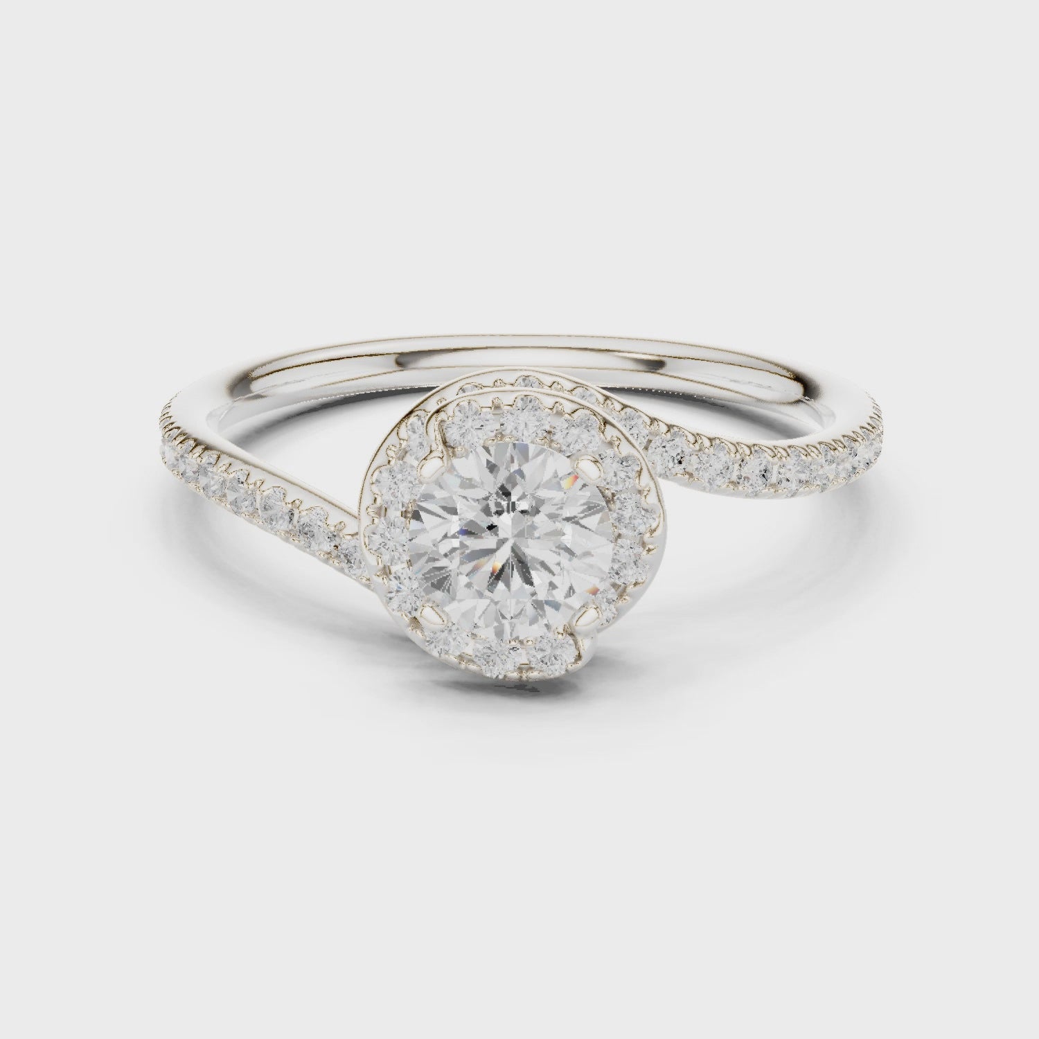 Twisted Pavé Diamond Solitaire Ring