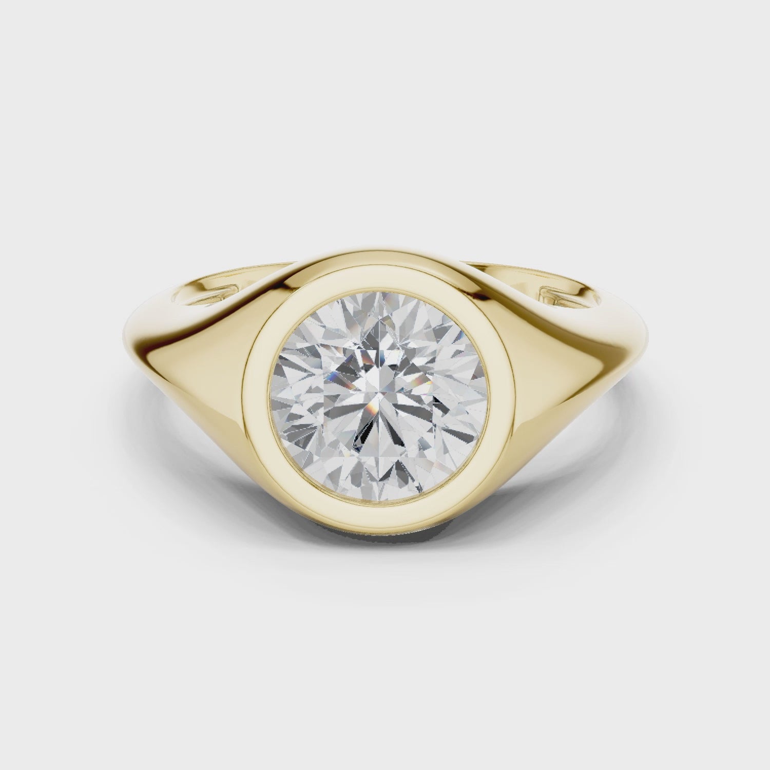 Emblem Classic Round Bezel Signet Diamond Ring