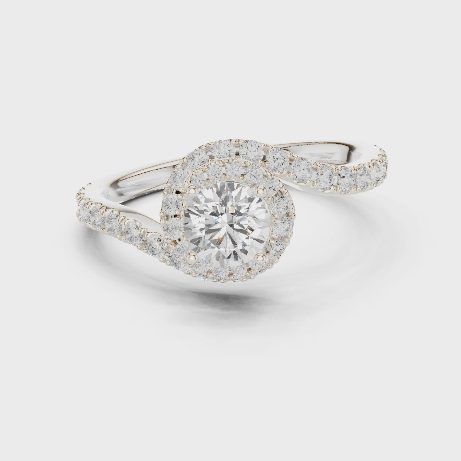 Swirl Pavé Diamond Solitaire Engagement Ring