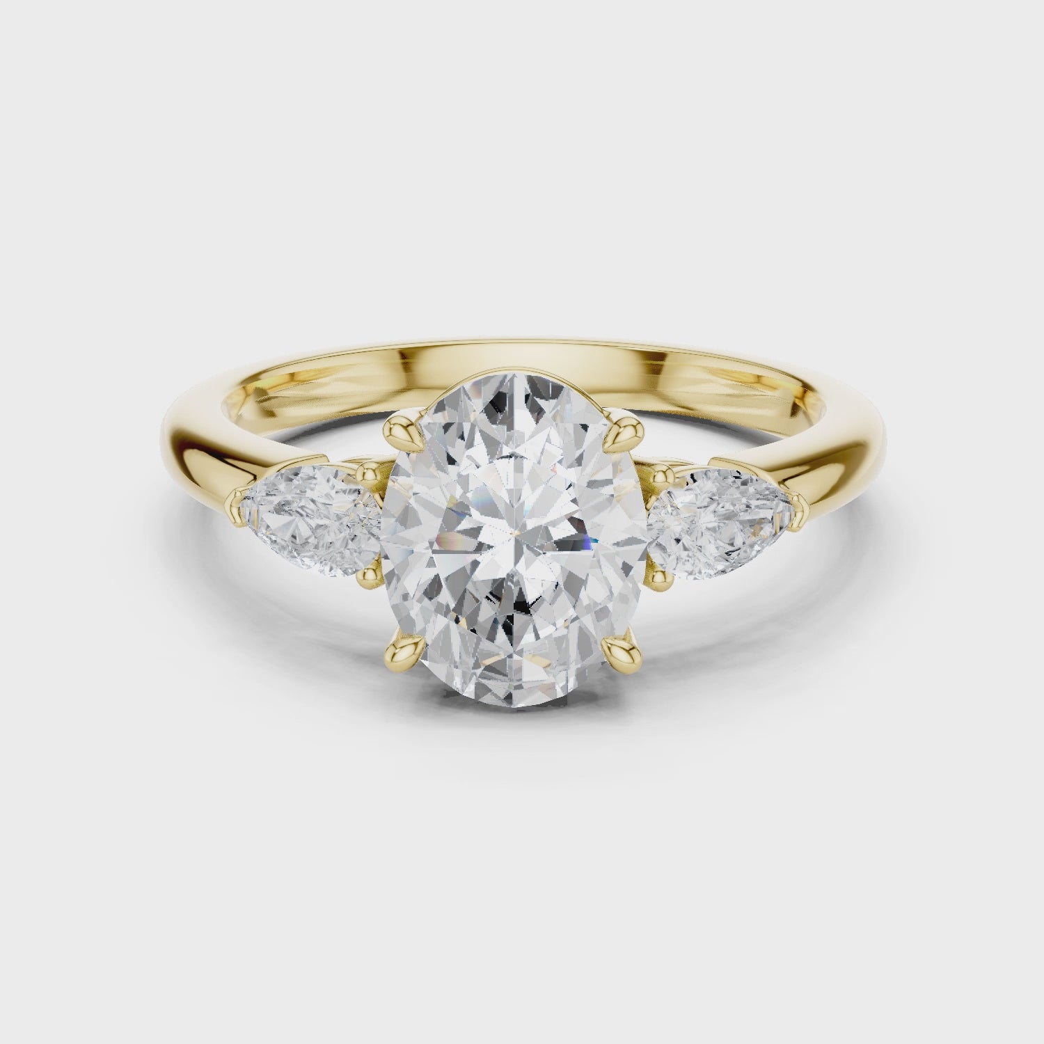 Serene Luminous Oval Three-Stone Diamond Ring