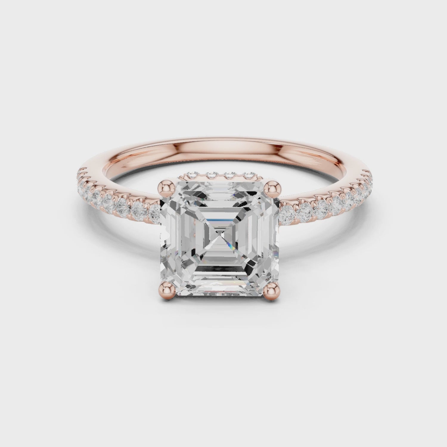 Indigo Aurelia Pavé Asscher Diamond Ring