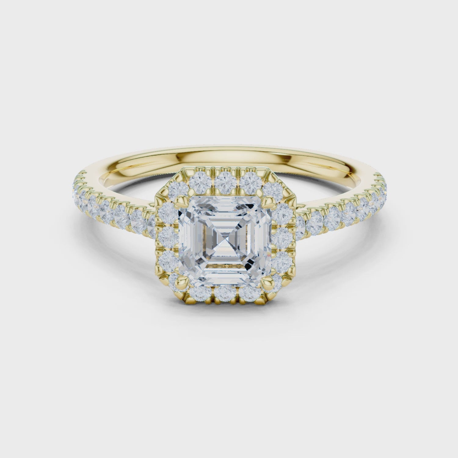 Asscher Cut Diamond Halo Pavé Ring