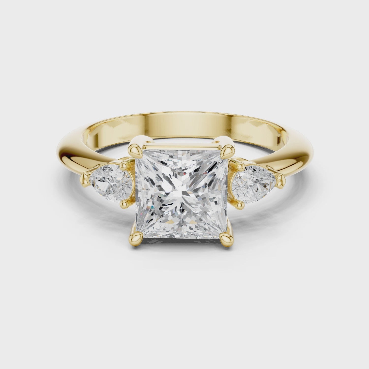 Royale Elegant Princess Diamond Three-Stone Ring
