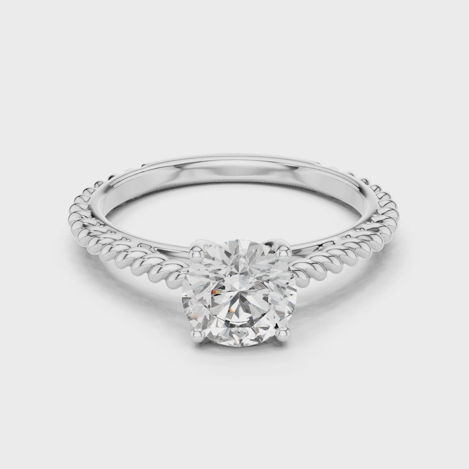 Vintage Rope Band Solitaire Diamond Ring