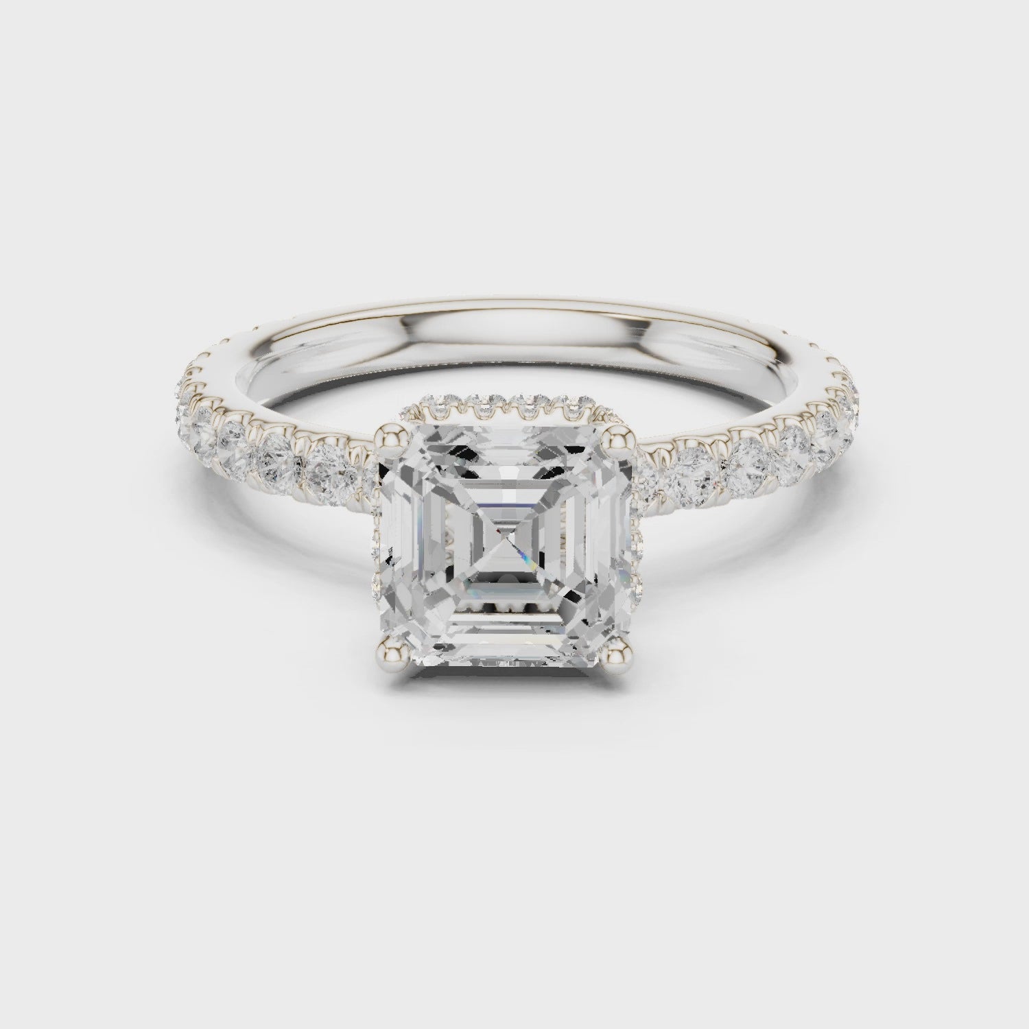 Alma Luxe Halo Asscher Diamond Pavé Ring