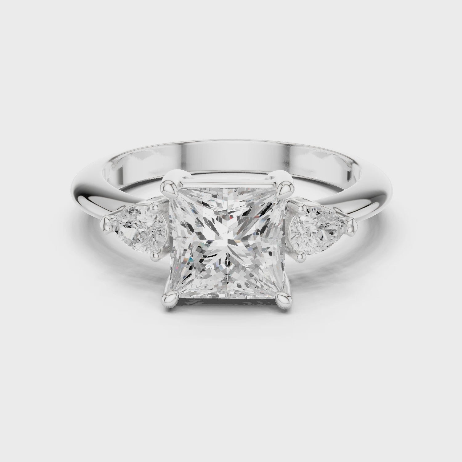 Royale Elegant Princess Diamond Three-Stone Ring