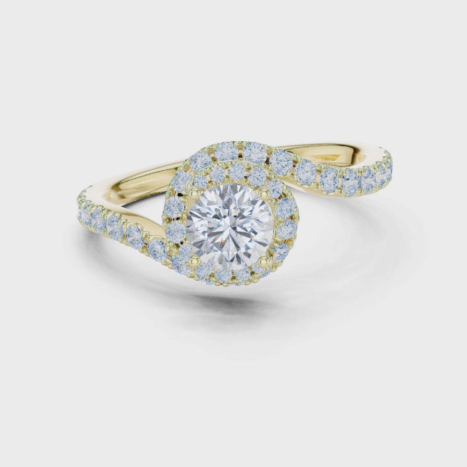 Swirl Pavé Diamond Solitaire Engagement Ring