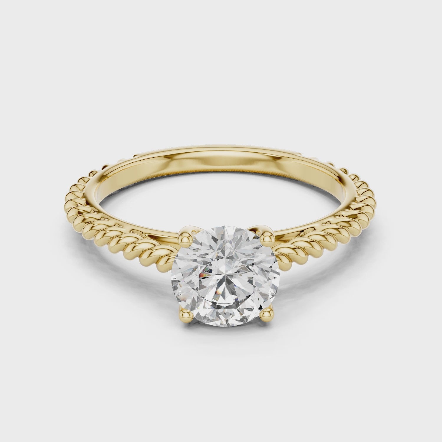 Vintage Rope Band Solitaire Diamond Ring