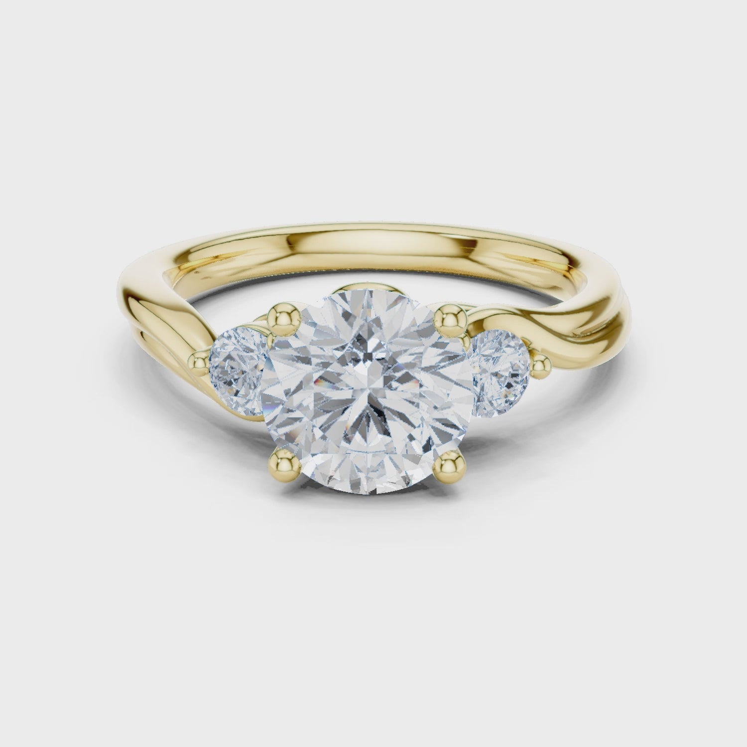 Helix Round Diamond Three-Stone Twist Ring