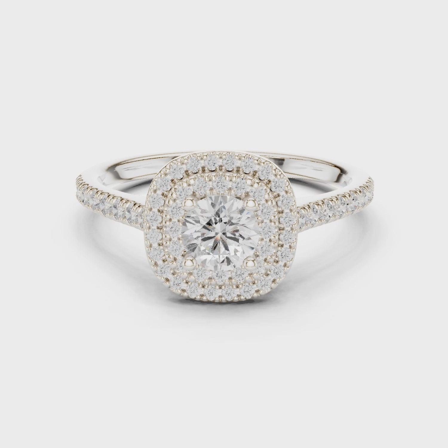 Double Halo Diamond Engagement Ring