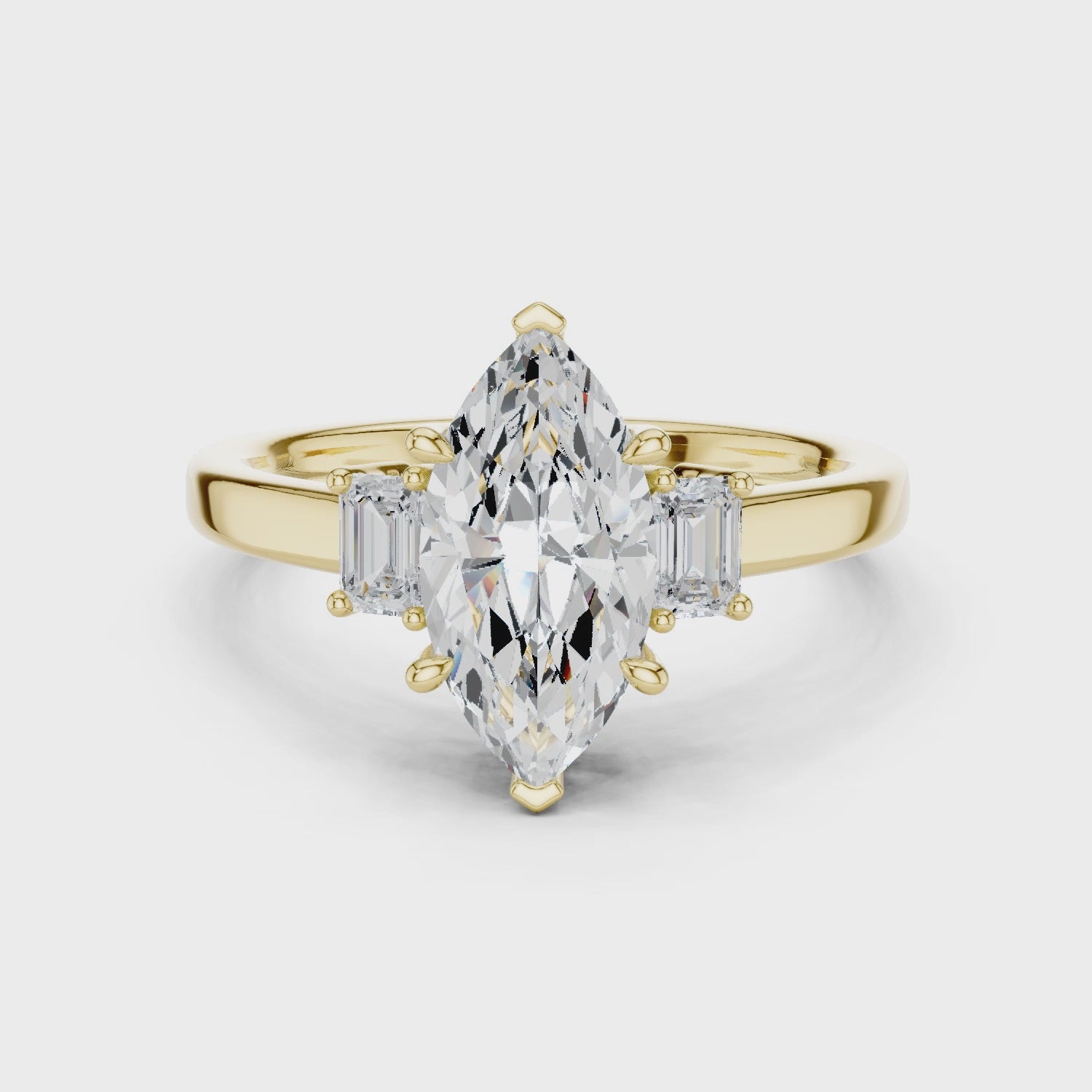 Saffron Marquise-Cut Three-Stone Diamond Ring